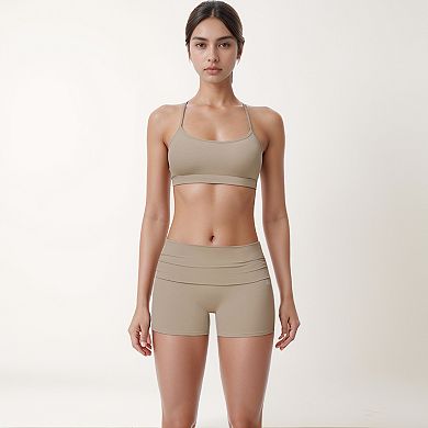 Women's Strappy Active Sports Bra with Scoop Neckline Thin Back Straps