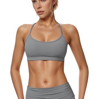 Women's Strappy Active Sports Bra with Scoop Neckline Thin Back Straps