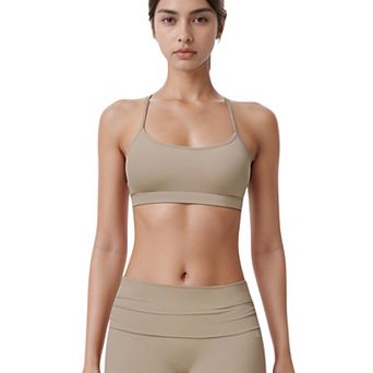 Women's Strappy Active Sports Bra with Scoop Neckline Thin Back Straps