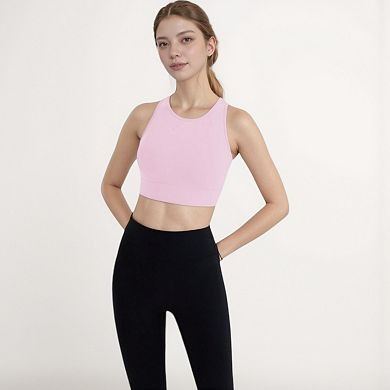 Women's Sports Bra with Double Strap Detail and Wide Hem Band for Medium Support