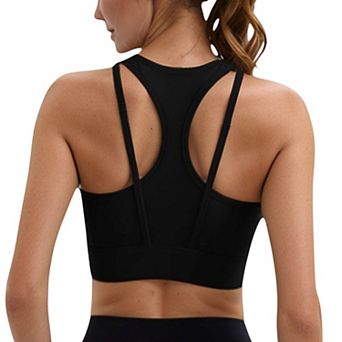 Women's Sports Bra with Double Strap Detail and Wide Hem Band for Medium Support