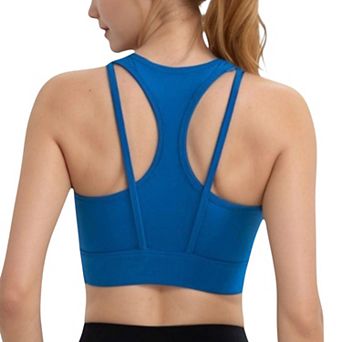 Women's Sports Bra with Double Strap Detail and Wide Hem Band for Medium Support