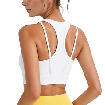 Women's Sports Bra with Double Strap Detail and Wide Hem Band for Medium Support
