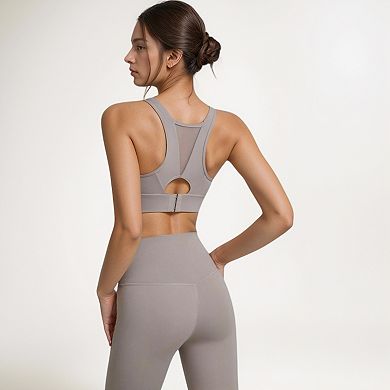 Women's Scoop Neck Sports Bra with Wide Shoulder Straps and Elastic Band for Low to Medium Support