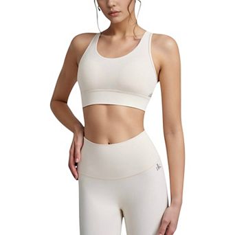 Women's Scoop Neck Sports Bra with Wide Shoulder Straps and Elastic Band for Low to Medium Support