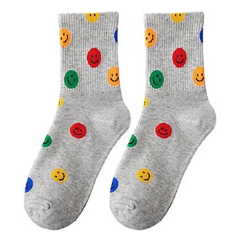 Women's Smile Face Low Cut Socks Non Slip Cotton for Casual Stability and Comfort 2 Pairs