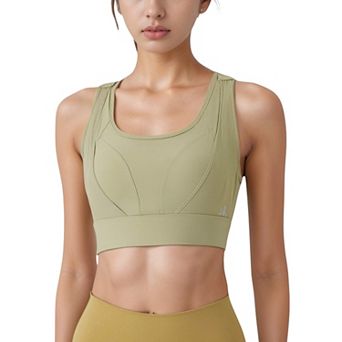 Women's High Support Athletic Sports Bra with Scoop Neck and Wide Adjustable Straps