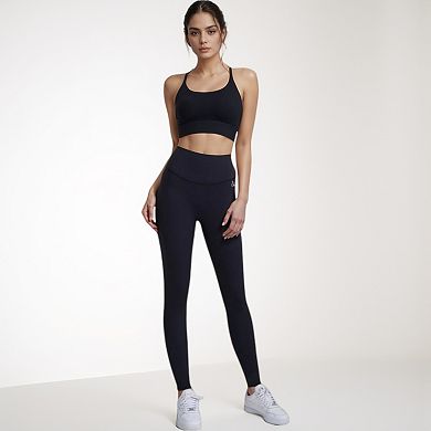 Women's Scoop Neck Sports Bra with Thin Adjustable Straps and Wide Elastic Band