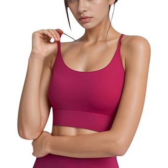 Women's Scoop Neck Sports Bra with Thin Adjustable Straps and Wide Elastic Band