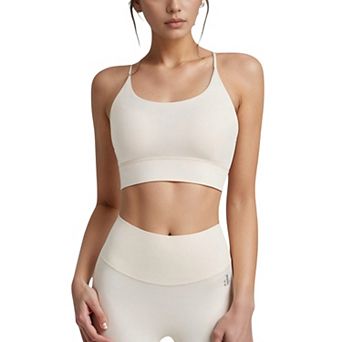 Women's Scoop Neck Sports Bra with Thin Adjustable Straps and Wide Elastic Band