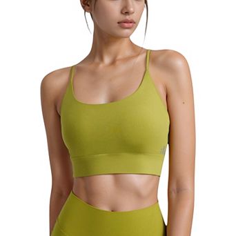 Women's Scoop Neck Sports Bra with Thin Adjustable Straps and Wide Elastic Band