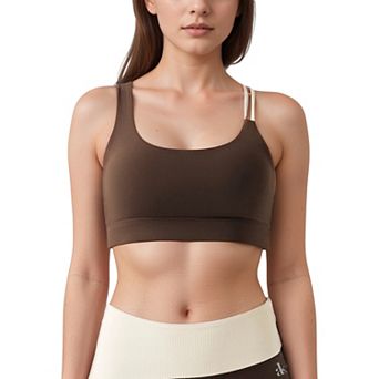 Women's Scoop Neck Sports Bra with Double Strap Design