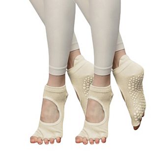 Women's Open-Toe Grip Socks for Yoga and Pilates with Non-Slip Soles and Arch Support