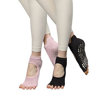Women's Open-Toe Grip Socks for Yoga and Pilates with Non-Slip Soles and Arch Support
