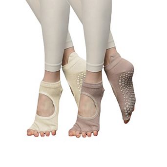 Women's Open-Toe Grip Socks for Yoga and Pilates with Non-Slip Soles and Arch Support