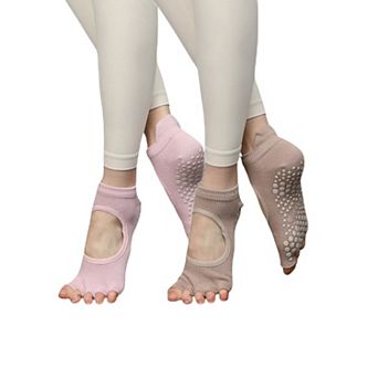 Women's Open-Toe Grip Socks for Yoga and Pilates with Non-Slip Soles and Arch Support