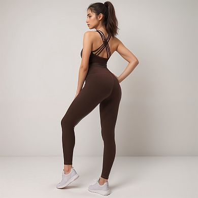 Women's Strappy Back Sports Bra with High Support