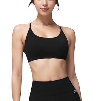 Women's Seamless Sports Bra with Scoop Neck and Thin Fixed Straps