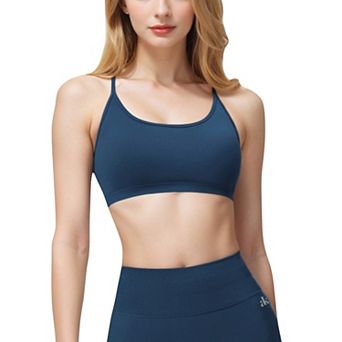 Women's Seamless Sports Bra with Scoop Neck and Thin Fixed Straps