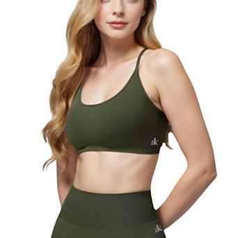 Women's Seamless Sports Bra with Scoop Neck and Thin Fixed Straps