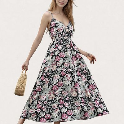 patterned maxi dress formal Easter Dresses Graphic Print Sleeveless Deep V Neck Slim Fit Casual Vacation Bodycon Maxi Dresses(Yellow/XL)