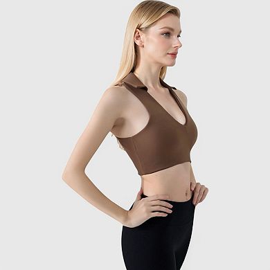 Women's Collared V-Neck Athletic Crop Top