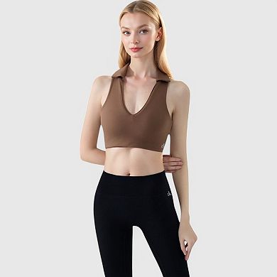 Women's Collared V-Neck Athletic Crop Top