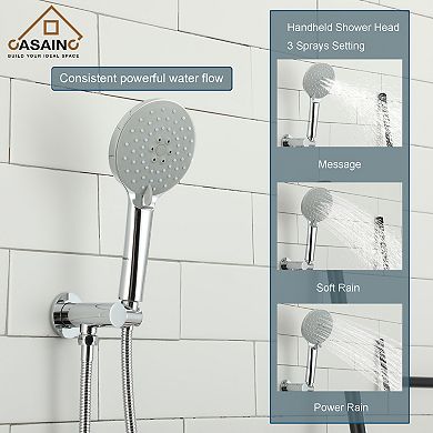 Single-Handle 3-Spray with 2.5 GPM 10 in. 3 Functions Tub and Shower Faucet(Valve Included)