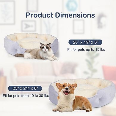 Aoodor Small Pet Bed, Round Cat Bed Washable for Indoor Cats, Non-Slip Base and Removable Cushion