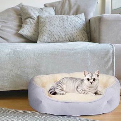 Aoodor Small Pet Bed, Round Cat Bed Washable for Indoor Cats, Non-Slip Base and Removable Cushion