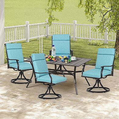 Aoodor Outdoor High Back Dining Chair Cushion with Ties and Zipper, Set of 4