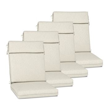 Aoodor Outdoor High Back Dining Chair Cushion with Ties and Zipper, Set of 4