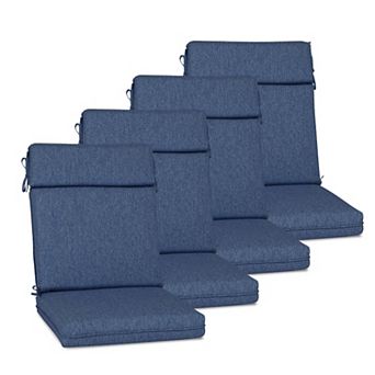 Aoodor Outdoor High Back Dining Chair Cushion with Ties and Zipper, Set of 4