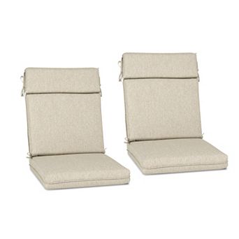Aoodor Outdoor High Back Dining Chair Cushion with Ties and Zipper, Set of 2