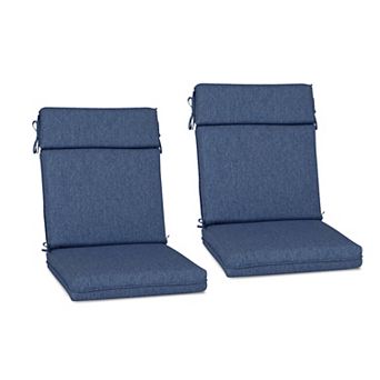 Aoodor Outdoor High Back Dining Chair Cushion with Ties and Zipper, Set of 2
