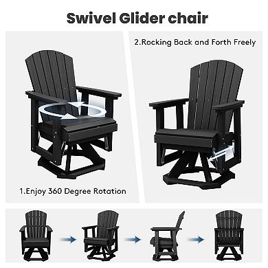 HDPE Adirondack Swivel Glider, Outdoor Patio Chair