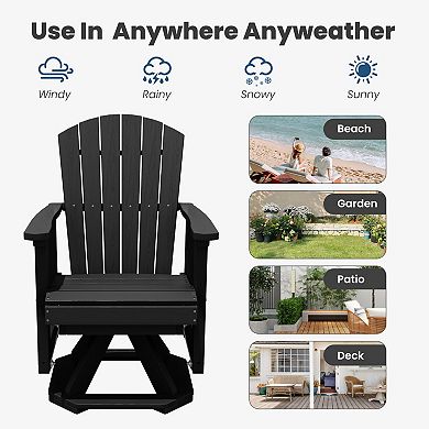 HDPE Adirondack Swivel Glider, Outdoor Patio Chair