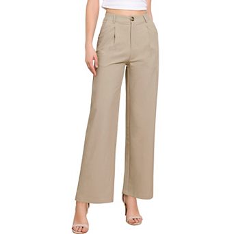 Wide Leg Dress Pants for Women's Casual Work High Waisted Dressy Trousers