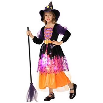 Witch Costume Halloween For Girls Toddler,light Up Witch Costume Sparkle Witch Dress