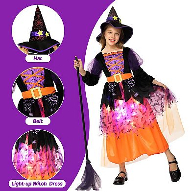 Witch Costume Halloween For Girls Toddler,light Up Witch Costume Sparkle Witch Dress