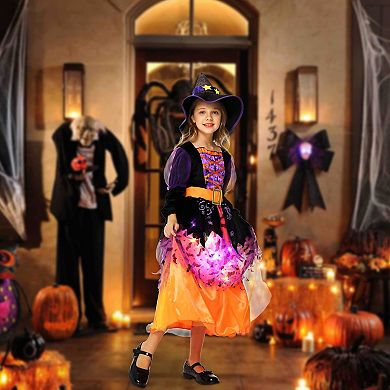 Witch Costume Halloween For Girls Toddler,light Up Witch Costume Sparkle Witch Dress