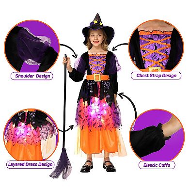 Witch Costume Halloween For Girls Toddler,light Up Witch Costume Sparkle Witch Dress