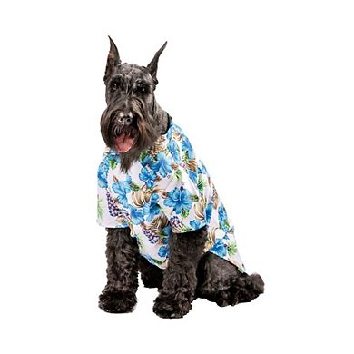 Midlee Blue Hibiscus Hawaiian Dog Shirt