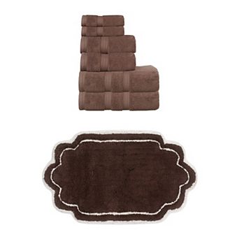 Home Weavers Allure 100% Soft Cotton Super Absorbent 6 pc Towel Set & 1 pc 21x34" Bath Rug