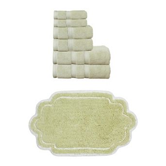 Home Weavers Allure 100% Soft Cotton Super Absorbent 6 pc Towel Set & 1 pc 21x34" Bath Rug