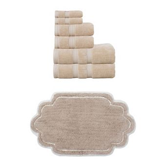 Home Weavers Allure 100% Soft Cotton Super Absorbent 6 pc Towel Set & 1 pc 21x34" Bath Rug
