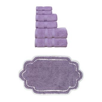 Home Weavers Allure 100% Soft Cotton Super Absorbent 6 pc Towel Set & 1 pc 21x34" Bath Rug