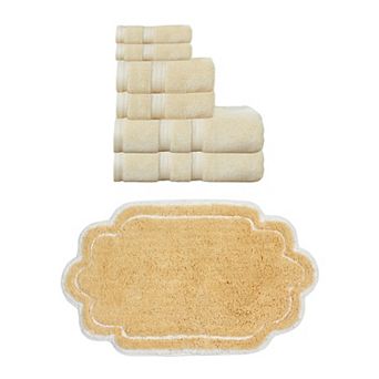 Home Weavers Allure 100% Soft Cotton Super Absorbent 6 pc Towel Set & 1 pc 21x34" Bath Rug
