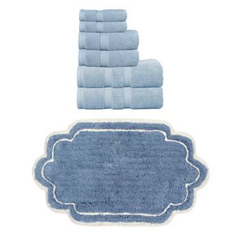 Home Weavers Allure 100% Soft Cotton Super Absorbent 6 pc Towel Set & 1 pc 24"x40" Bath Rug