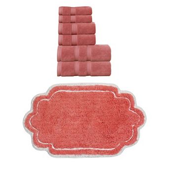 Home Weavers Allure 100% Soft Cotton Super Absorbent 6 pc Towel Set & 1 pc 24"x40" Bath Rug